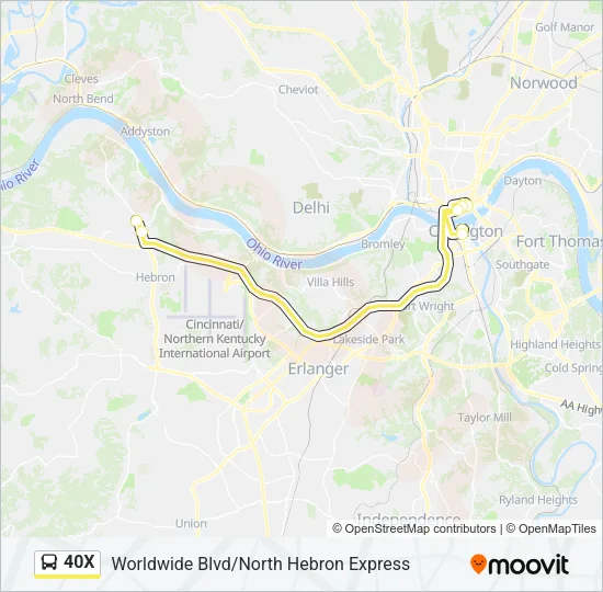 40X Bus Line Map