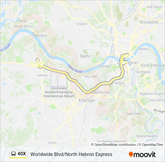 40X Bus Line Map
