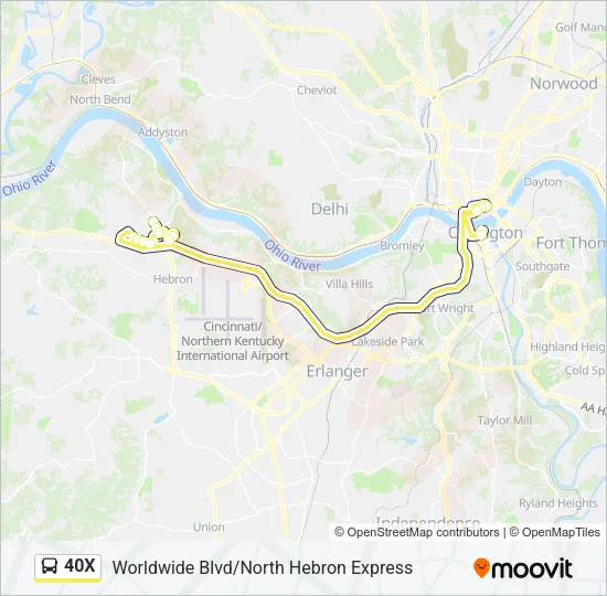 40X Bus Line Map