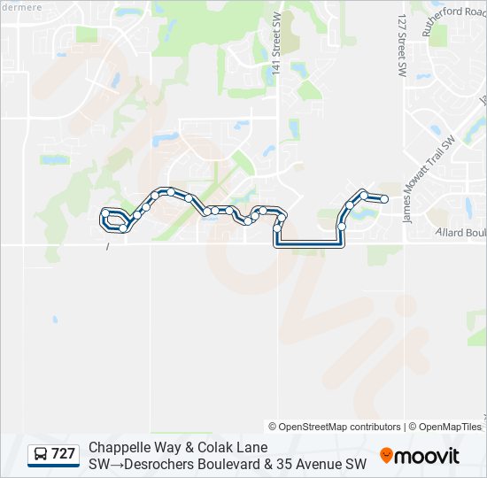 Plan de la ligne 727 de bus