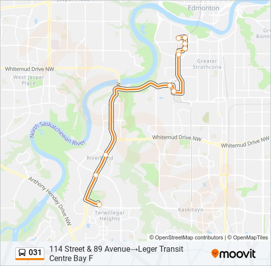 Plan de la ligne 031 de bus