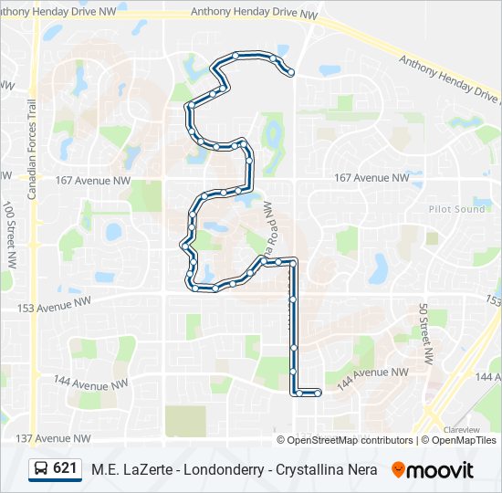 Plan de la ligne 621 de bus