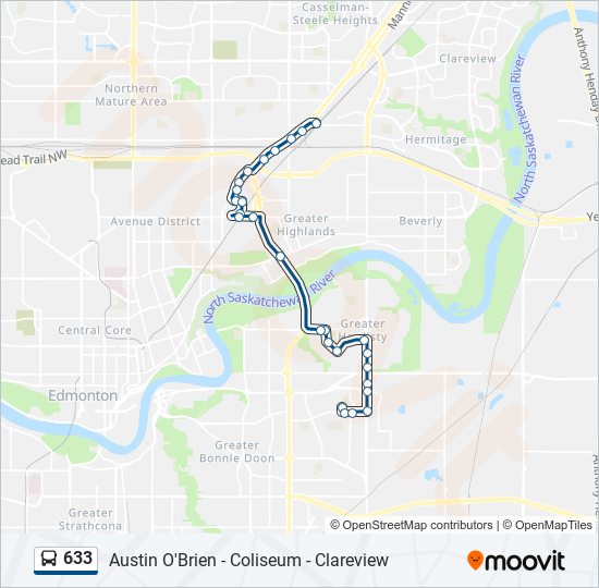 Plan de la ligne 633 de bus