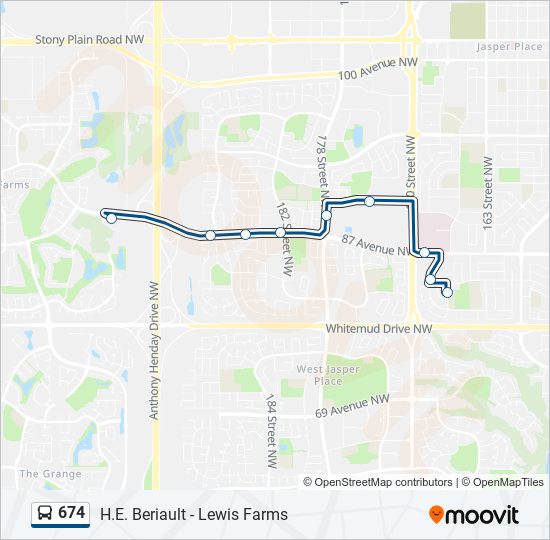 Plan de la ligne 674 de bus