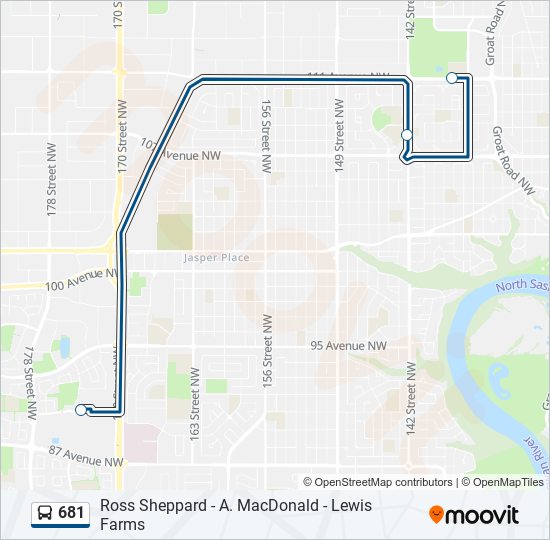 Plan de la ligne 681 de bus