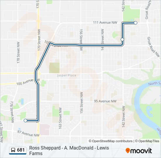 Plan de la ligne 681 de bus