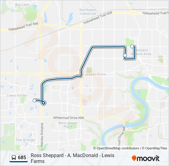 Plan de la ligne 685 de bus