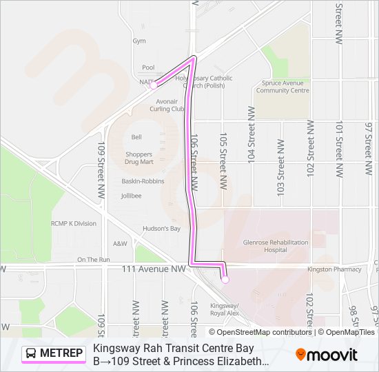 Plan de la ligne METREP de bus