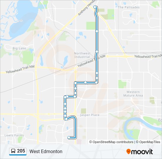 Edmonton Bus Routes Map 205 Route: Schedules, Stops & Maps - West Edmonton (Updated)