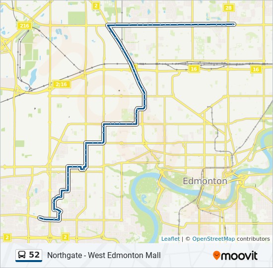 52 Route Schedules Stops Maps Northgate Transit Centre Bay E West Edmonton Mall Transit Centre Bay E