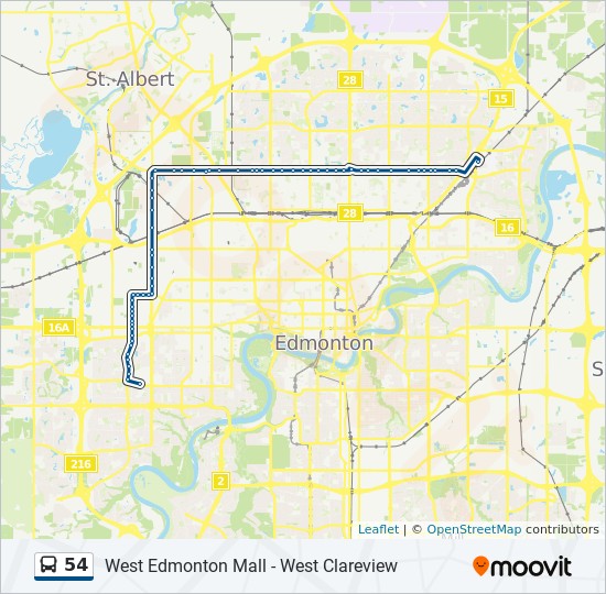 54 Route Schedules Stops Maps West Edmonton Mall Transit Centre Bay C West Clareview Transit Centre Bay C