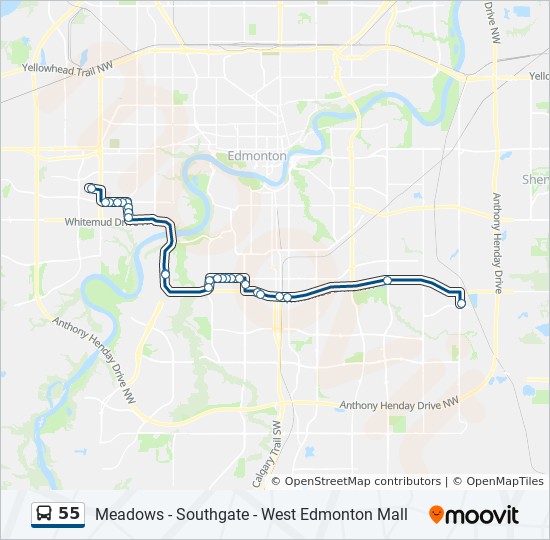 55 Route Schedules Stops Maps Meadows Transit Centre Bay E West Edmonton Mall Bay D