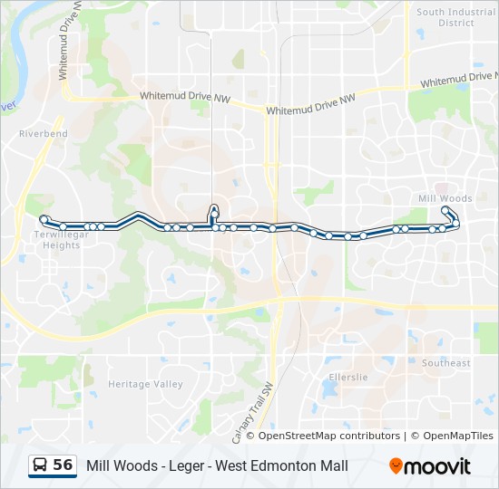 56 Route Schedules Stops Maps Leger Transit Centre Bay D Mill Woods Transit Centre Bay A