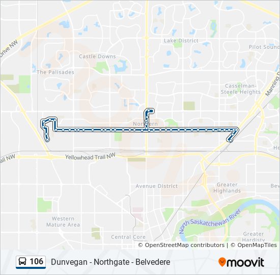 Bus 106 Route Map 106 Route: Schedules, Stops & Maps - Dunvegan Road Loop‎→Belvedere Transit  Centre Bay C (Updated)