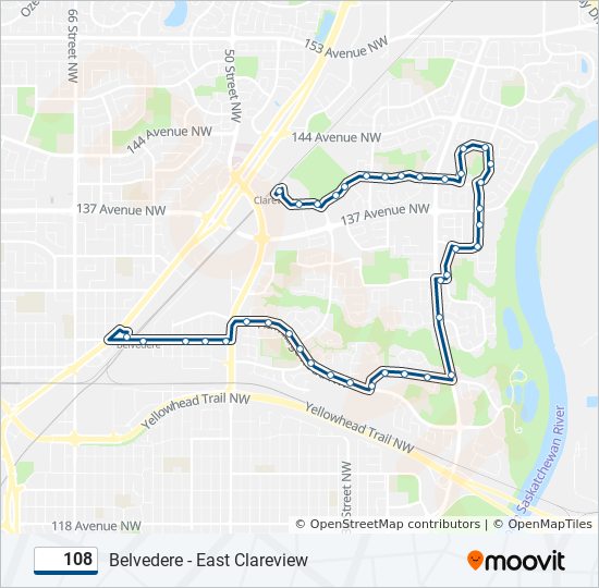 Plan de la ligne 108 de bus