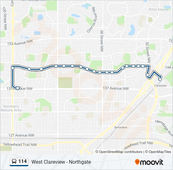 114 bus Line Map