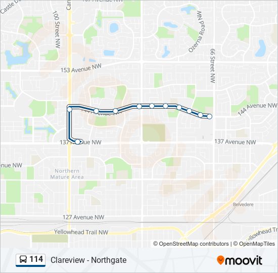 Plan de la ligne 114 de bus