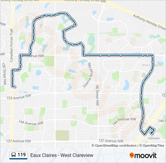 119 Bus Route Schedule 119 Route: Schedules, Stops & Maps - Eaux Claires Transit Centre Bay  C‎→West Clareview Transit Centre Bay G (Updated)