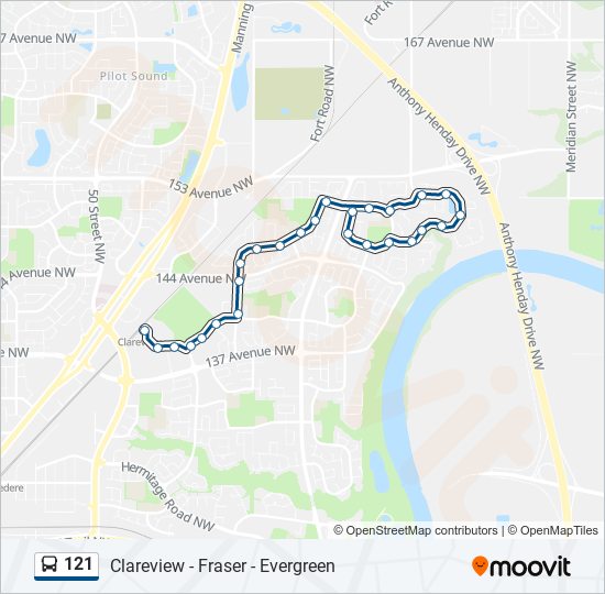 Plan de la ligne 121 de bus