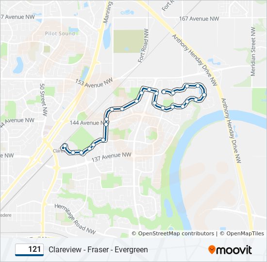 Plan de la ligne 121 de bus