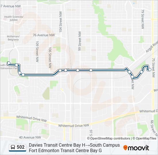 502 bus Line Map