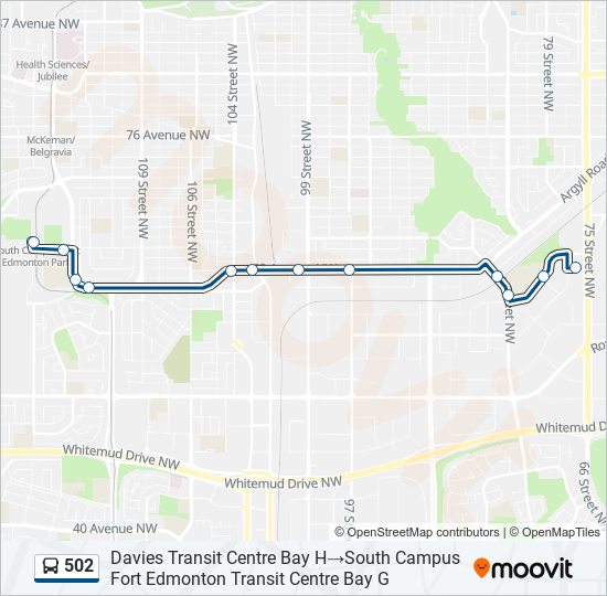 Plan de la ligne 502 de bus