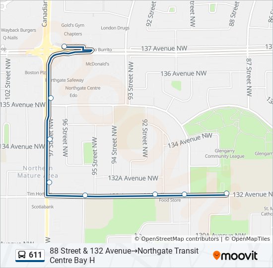 611 bus Line Map