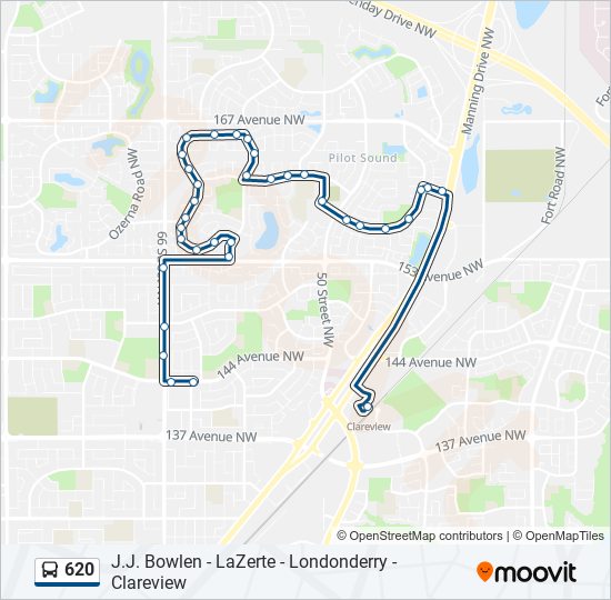 Plan de la ligne 620 de bus