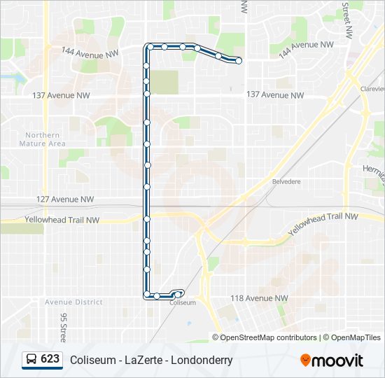 Plan de la ligne 623 de bus