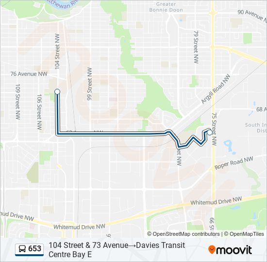 Plan de la ligne 653 de bus