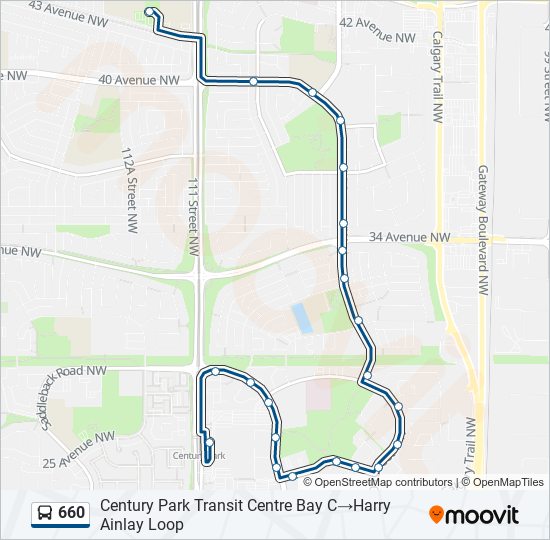 Plan de la ligne 660 de bus