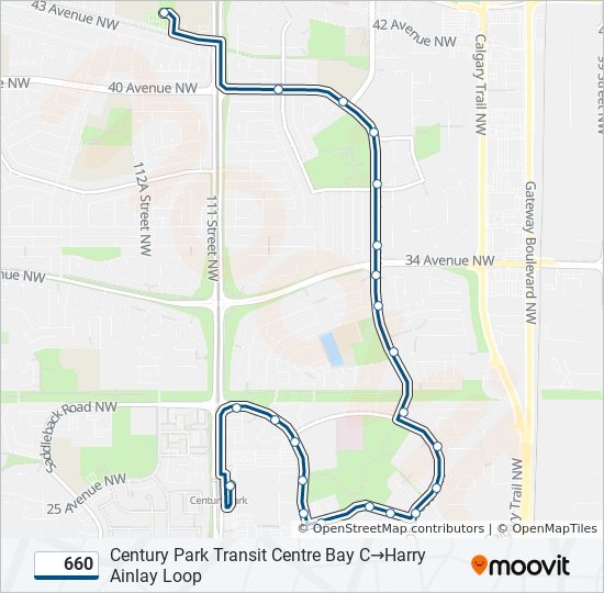 Plan de la ligne 660 de bus