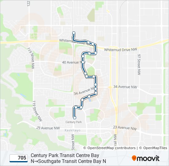 Plan de la ligne 705 de bus