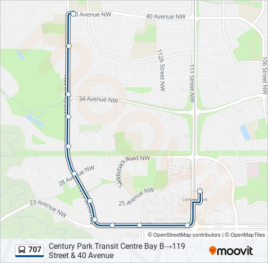 Plan de la ligne 707 de bus