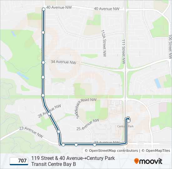 Plan de la ligne 707 de bus