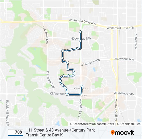 Plan de la ligne 708 de bus