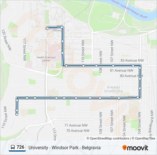 Plan de la ligne 726 de bus