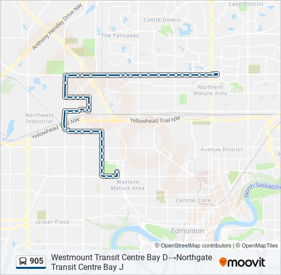 Plan de la ligne 905 de bus