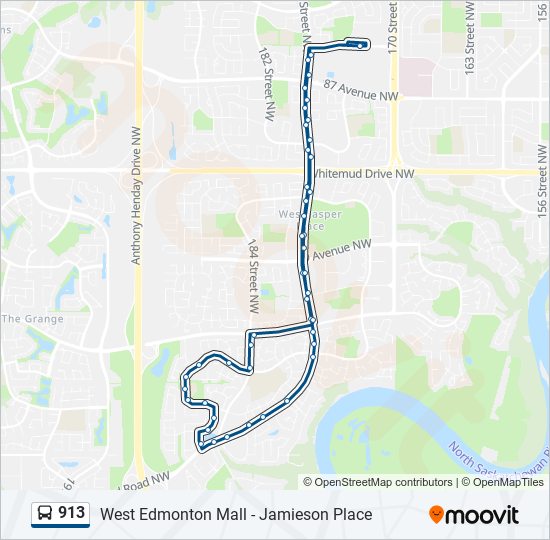 Plan de la ligne 913 de bus