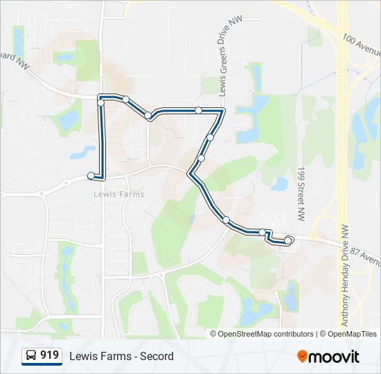 Plan de la ligne 919 de bus