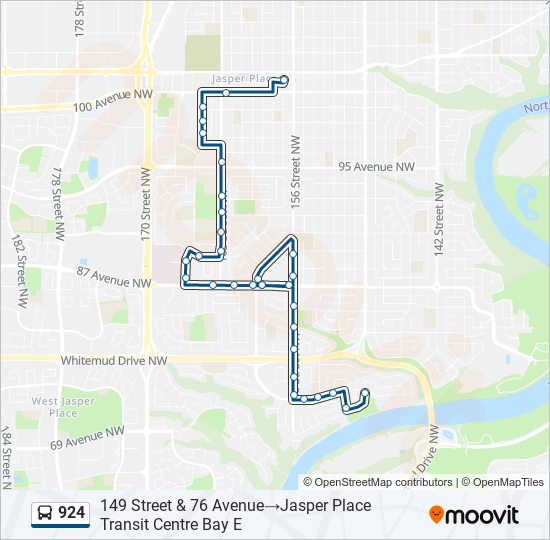 Plan de la ligne 924 de bus