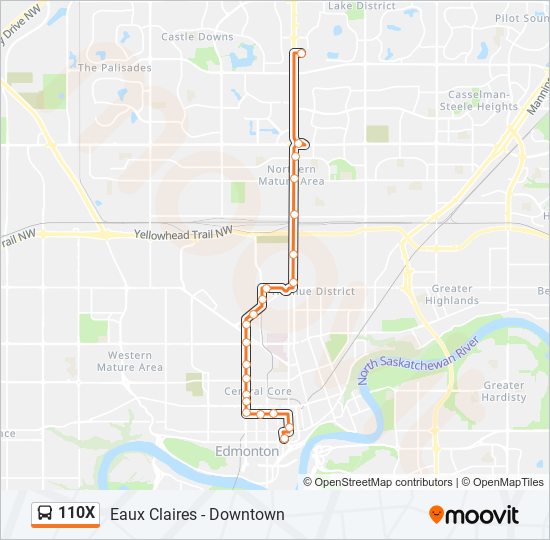 Plan de la ligne 110X de bus