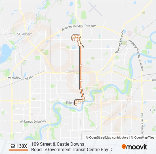 130X bus Line Map