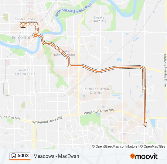 Plan de la ligne 500X de bus