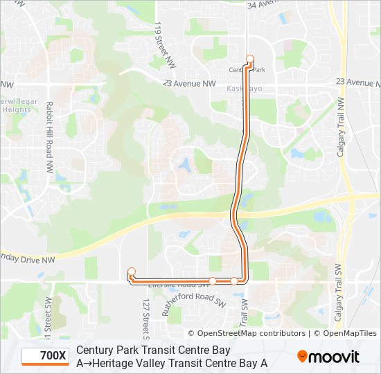 Plan de la ligne 700X de bus