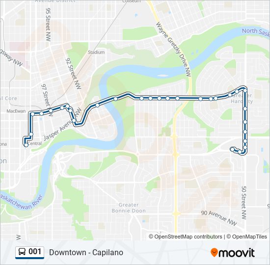 Plan de la ligne 001 de bus