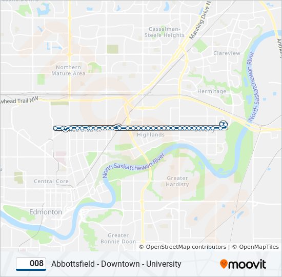 Plan de la ligne 008 de bus