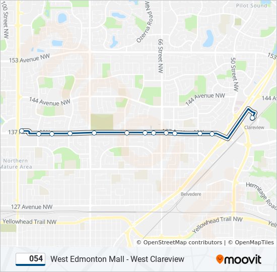 Plan de la ligne 054 de bus