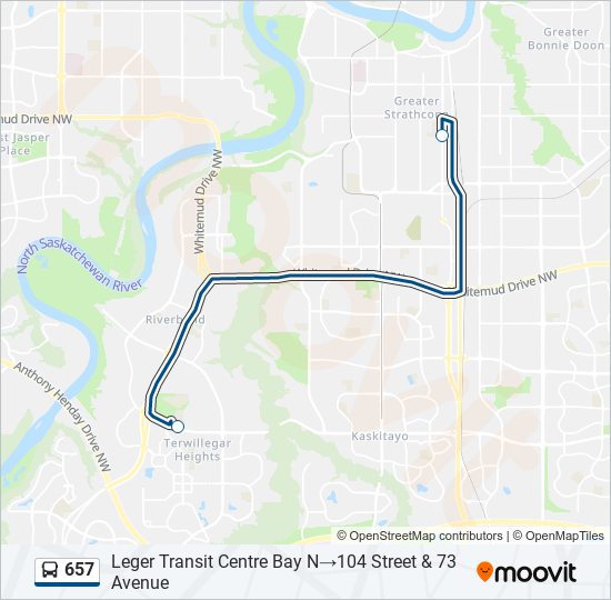 Plan de la ligne 657 de bus