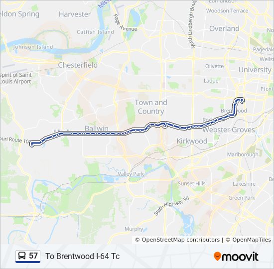 St Louis Bus Map 57 Route: Schedules, Stops & Maps - To Brentwood I-64 Tc (Updated)